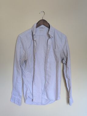 Suitsupply Men's Long-Sleeve Button-Up Shirt in Light Grey Stripe